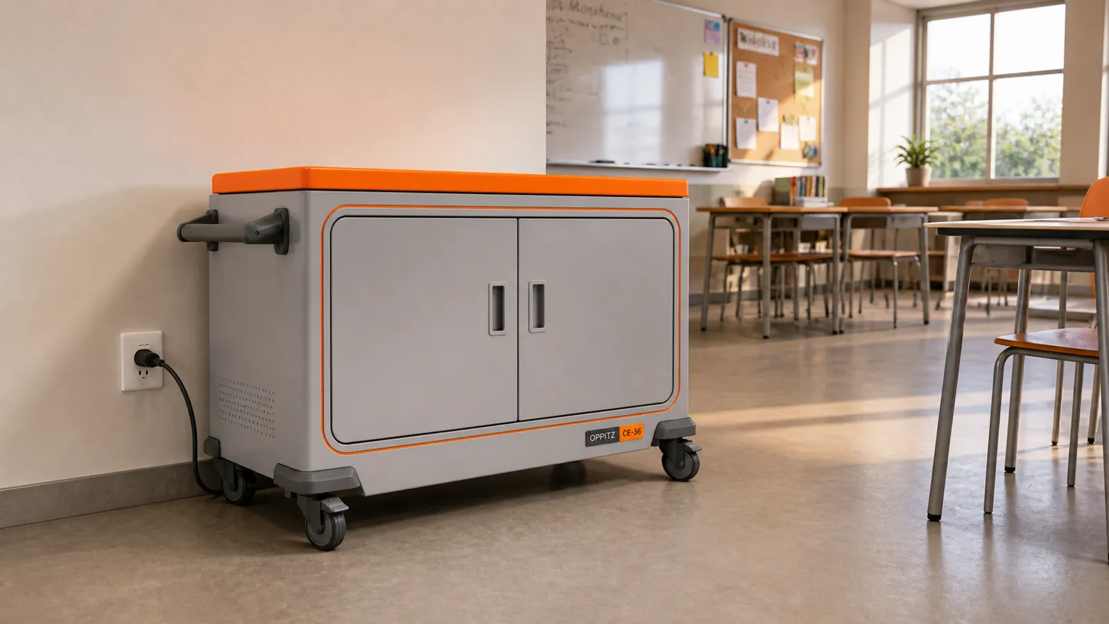 Oppitz Charge Edu 36 aplicado em sala escolar flexível